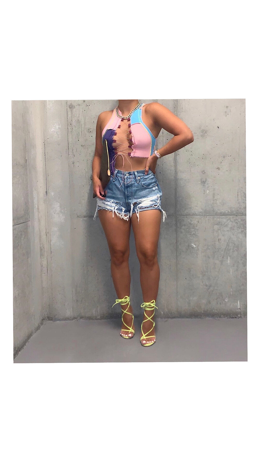 Color Patch Crop Top