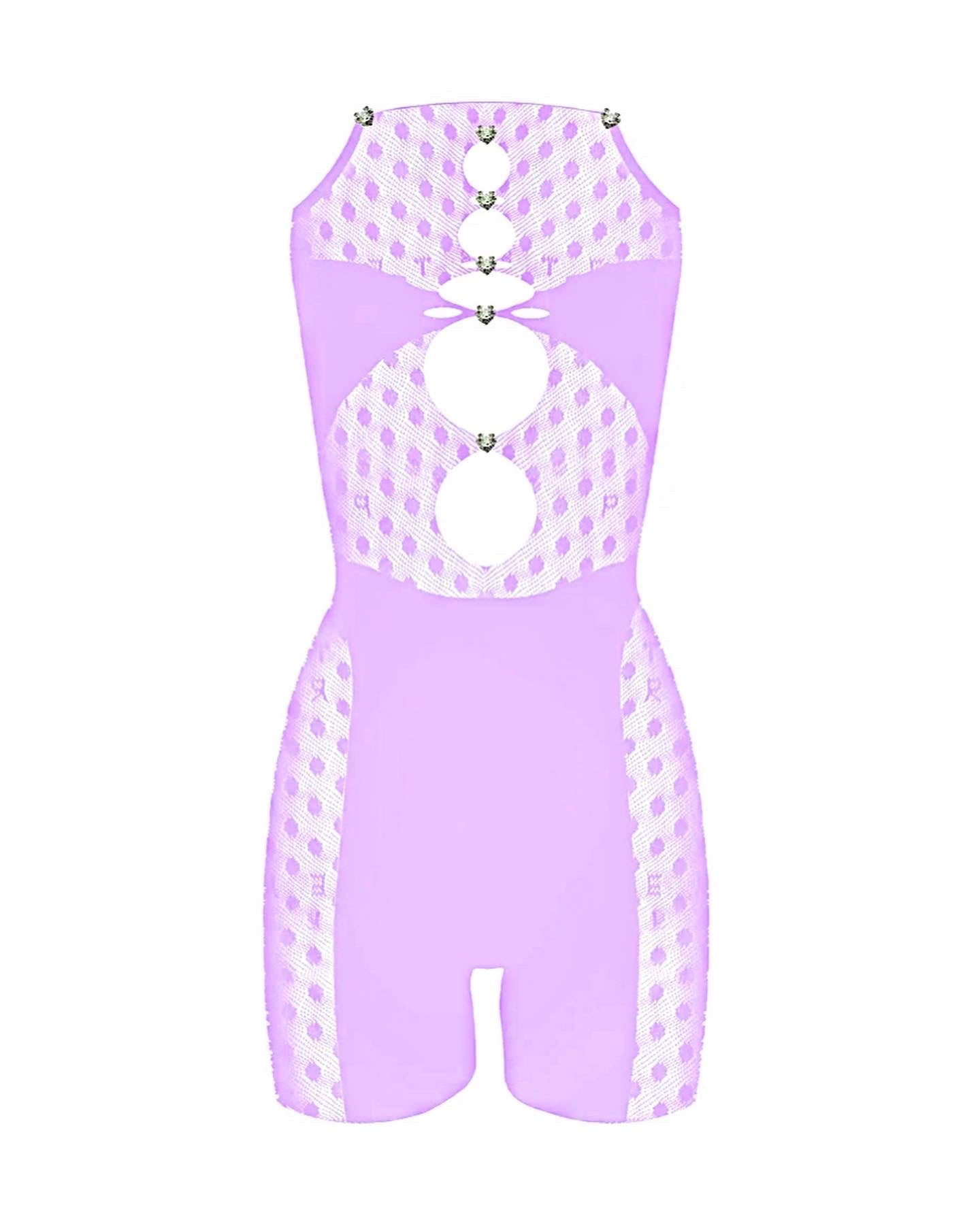 That Girl Mesh Diamond-Studded Romper