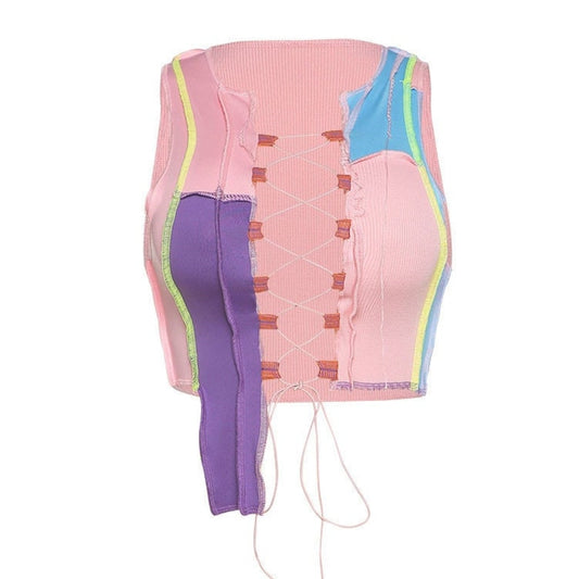 Color Patch Crop Top