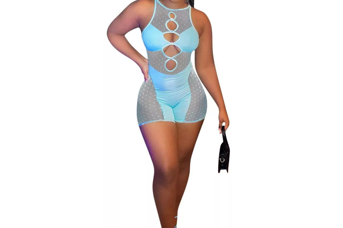 That Girl Mesh Diamond-Studded Romper